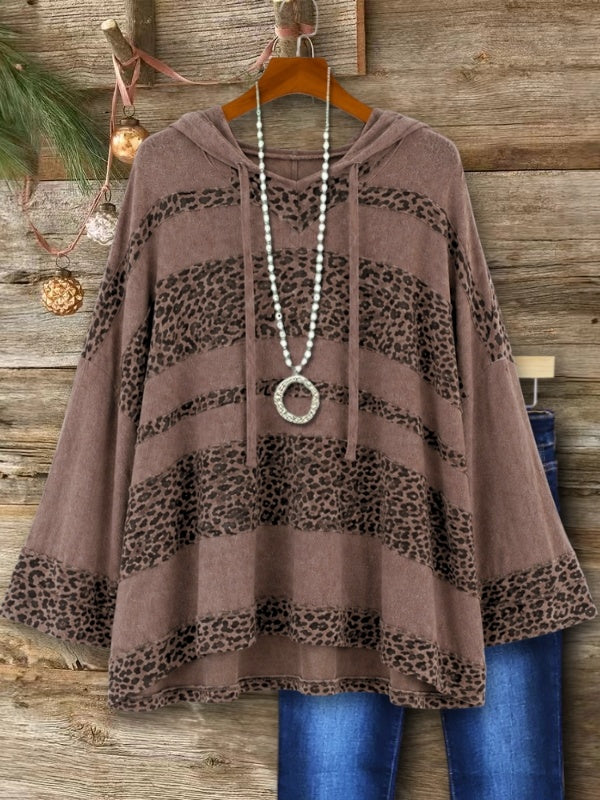 Cozy Leopard Patchwork Hooded Tunic
