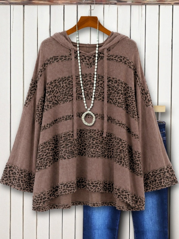 Cozy Leopard Patchwork Hooded Tunic