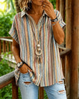 Artisan Stripe Print Button-Up Shirt