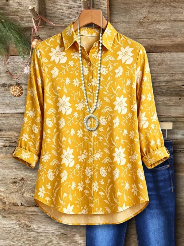 Sunny Floral Print Button Down Shirt