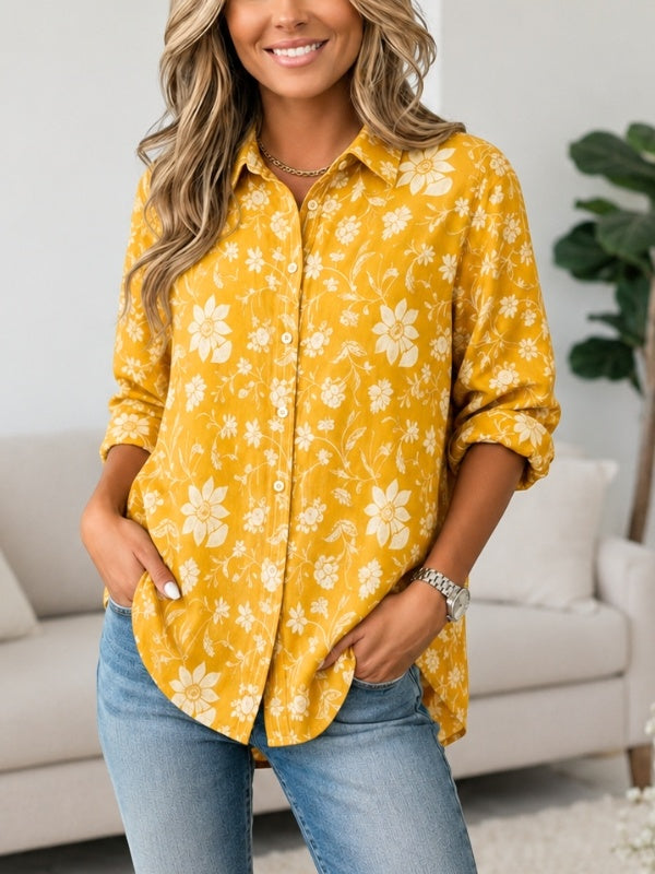 Sunny Floral Print Button Down Shirt