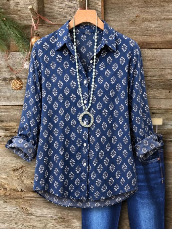Easy Leaf Print Button Down Shirt