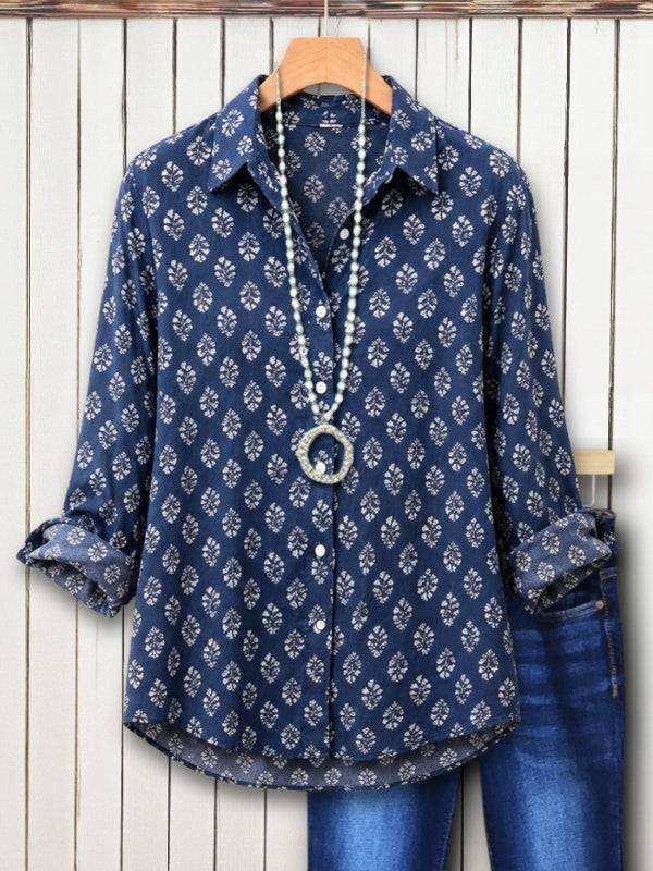 Easy Leaf Print Button Down Shirt