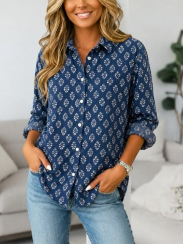 Easy Leaf Print Button Down Shirt