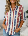 Vintage Star Stripe Print Tunic Shirt