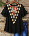 Ethnic Print Flutter Sleeve Tunic