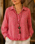 Gingham Ruffle Collar Blouse