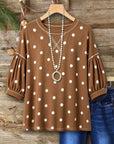 Polka Dot Puff Sleeve Top