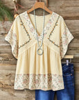 Floral Embroidery Patchwork Tunic
