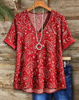 Paisley Print V-Neck Tee