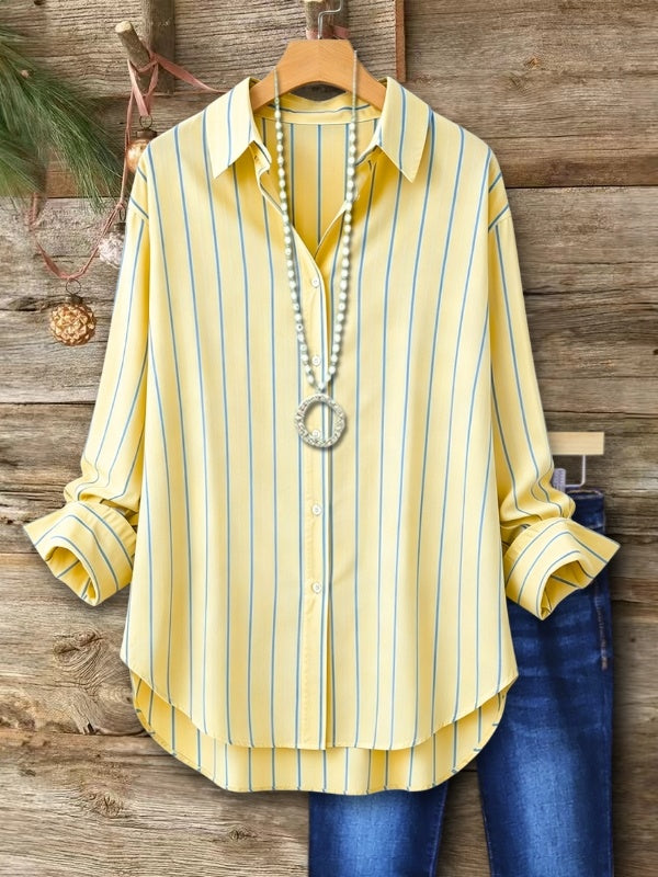 Striped Button Down Long Sleeve Casual Shirt