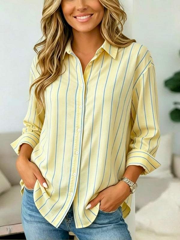 Striped Button Down Long Sleeve Casual Shirt