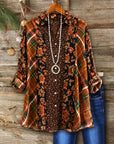 Floral Print Leopard Patchwork Tunic