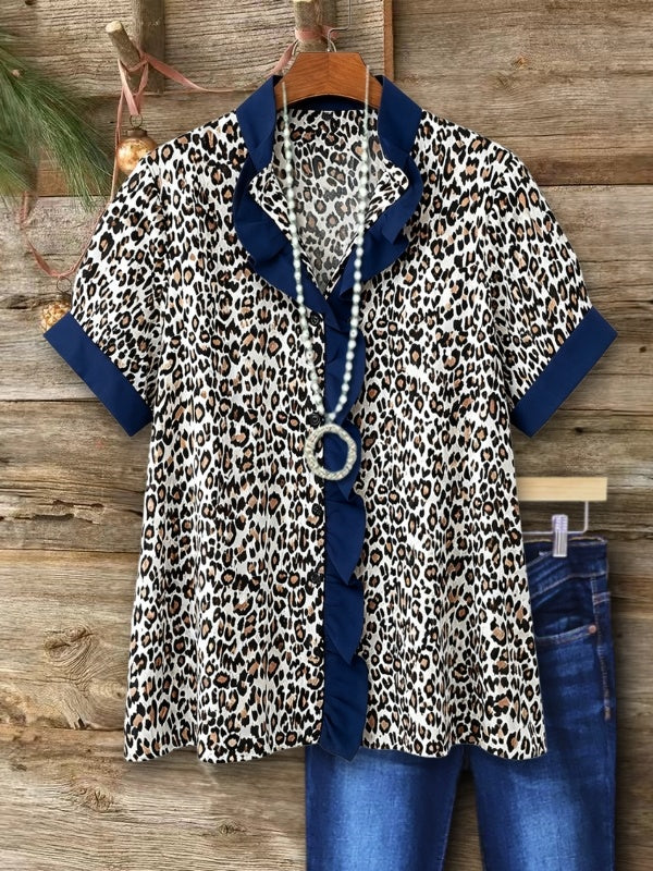Leopard Print Ruffle Tunic Top