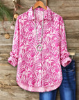 Floral Print Button Down Tunic Shirt