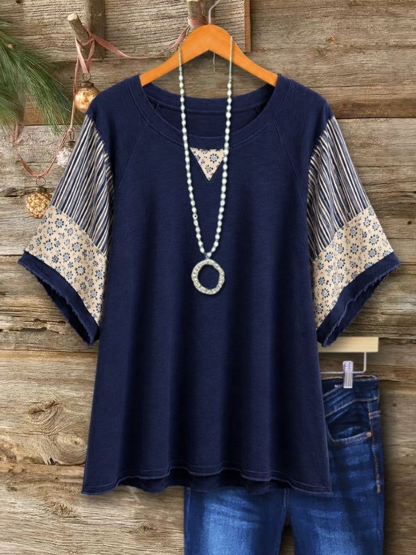 Floral Patchwork Casual Tee Top