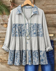 Floral Print Patchwork Tiered Tunic Top