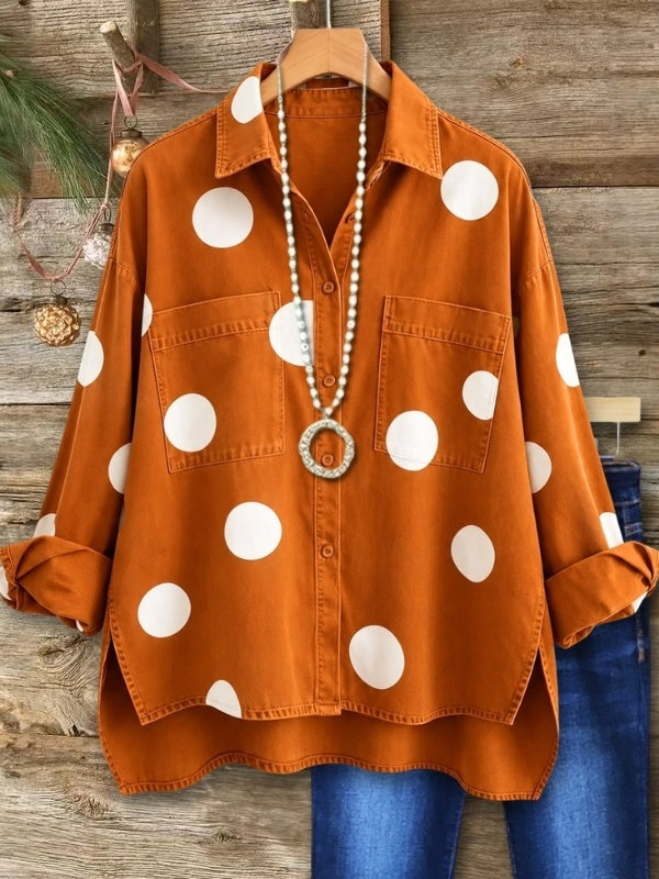 Polka Dot Denim Pocket Shirt