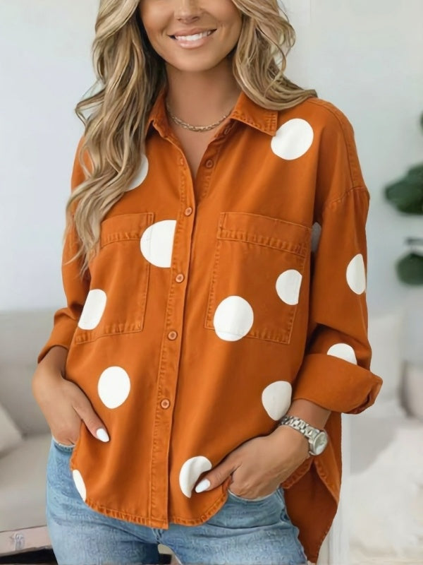 Polka Dot Denim Pocket Shirt