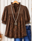 Floral Patchwork Puff Sleeve Babydoll Top