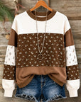 Floral Patchwork Crew Neck Sweatshirt