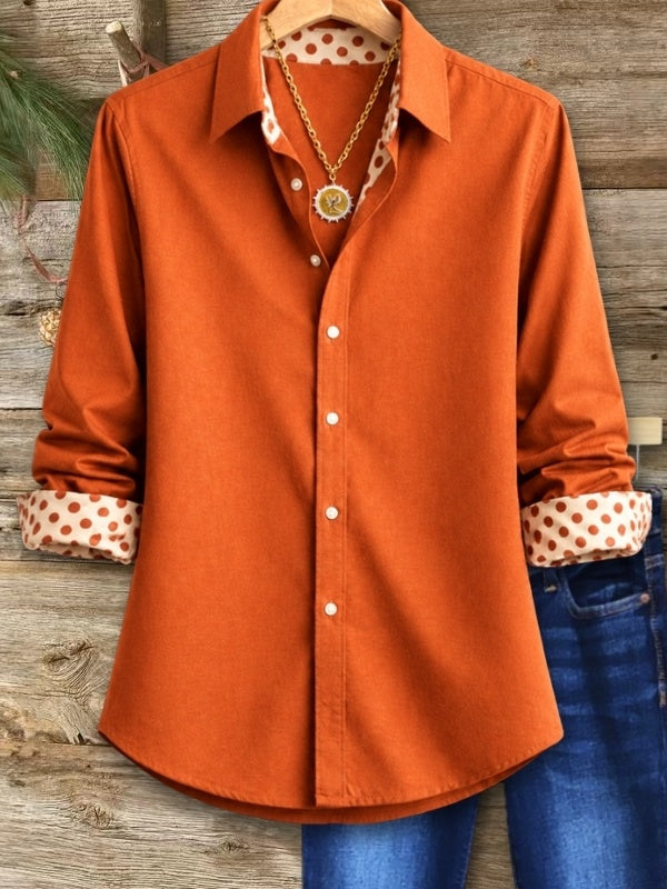 Polka Dot Cuff Button Down Shirt