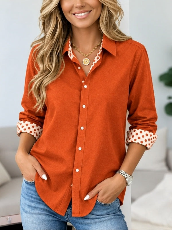 Polka Dot Cuff Button Down Shirt