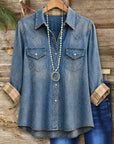 Washed Denim Roll Sleeve Shirt