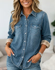 Washed Denim Roll Sleeve Shirt