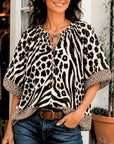 Animal Print Puff Sleeve Babydoll Top