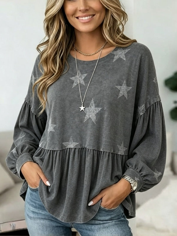 Star Print Babydoll Top