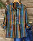 Plaid Ruffle Trim Button Shirt