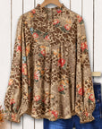 Floral Print Ruffle Neck Blouse
