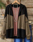 Colorblock Waffle Knit Zip Hoodie