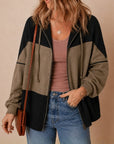 Colorblock Waffle Knit Zip Hoodie