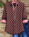 Polka Dot Button Up Roll Sleeve Shirt