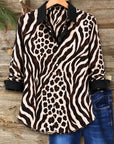 Animal Print Patchwork Button Up Shirt