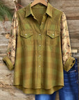 Plaid Print Patchwork Western Shirt