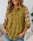 Plaid Print Patchwork Western Shirt