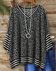 Speckled Print V Neck Tunic Top