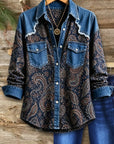 Paisley Denim Patchwork Button Down Shirt