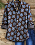 Floral Print Contrast Cuff Button Down Shirt