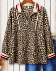 Leopard Print Quarter-Zip Babydoll Tunic