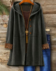 Leopard Cuff Hooded Longline Cardigan