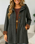 Leopard Cuff Hooded Longline Cardigan