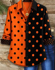 Color Block Polka Dot Button Shirt
