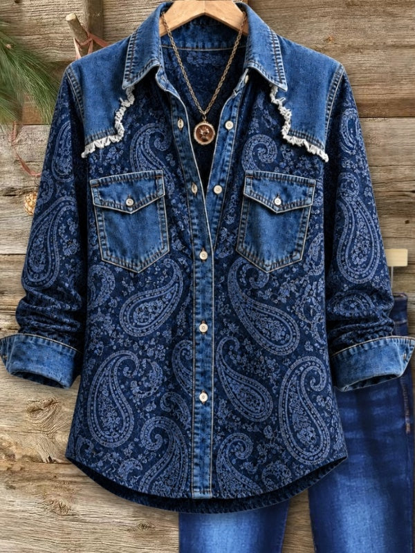 Paisley Patchwork Denim Shirt