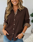 Leopard Collar Button Front Shirt