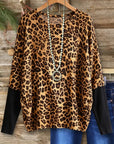 Leopard Print Colorblock Tunic Top