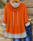 Striped Layered Cowl Neck Tunic